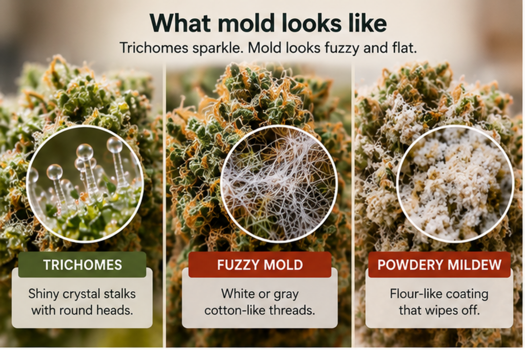 Different strains of mold on cannabis