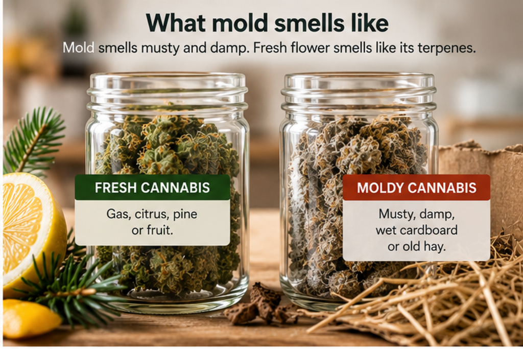 Fresh vs musty cannabis 