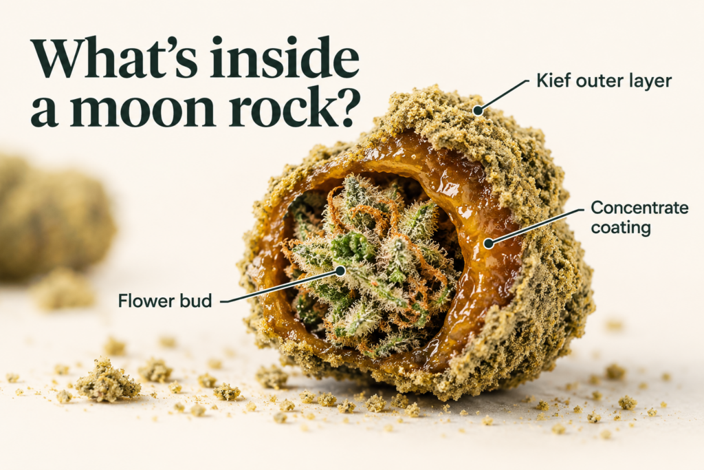Cutaway image of cannabis moon rock
