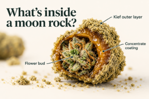 Cutaway image of cannabis moon rock