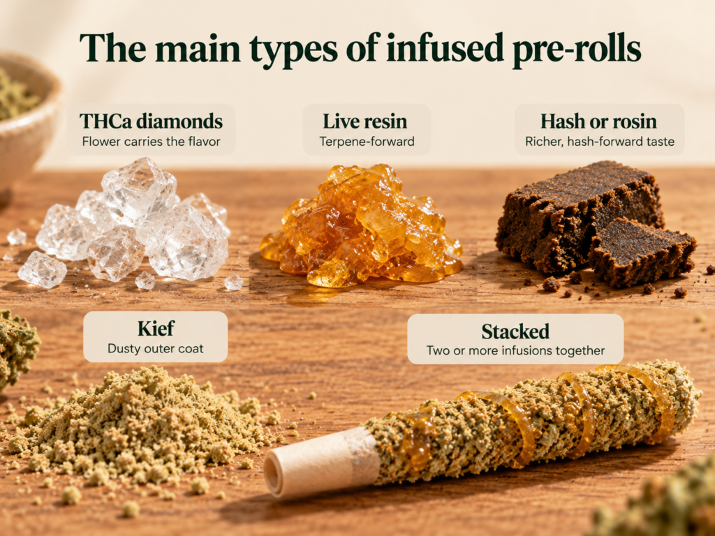 Image showing the main types of infused pre rolls
